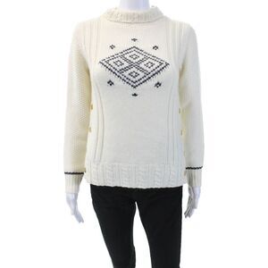 The Reeds Womens Long Sleeves Turtleneck Sweater White Wool Size Extra Small